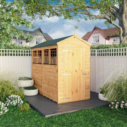 Mercia Woodsman 8' 2" x 4' 3" Apex Shed - Premium Dip Treated Shiplap - Glass Windows
