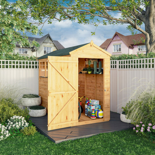 Mercia Woodsman 8' 2" x 4' 3" Apex Shed - Premium Dip Treated Shiplap - Glass Windows