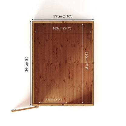 Mercia Woodsman 8' 2" x 6' 2" Apex Shed - Premium Dip Treated Shiplap - Glass Windows