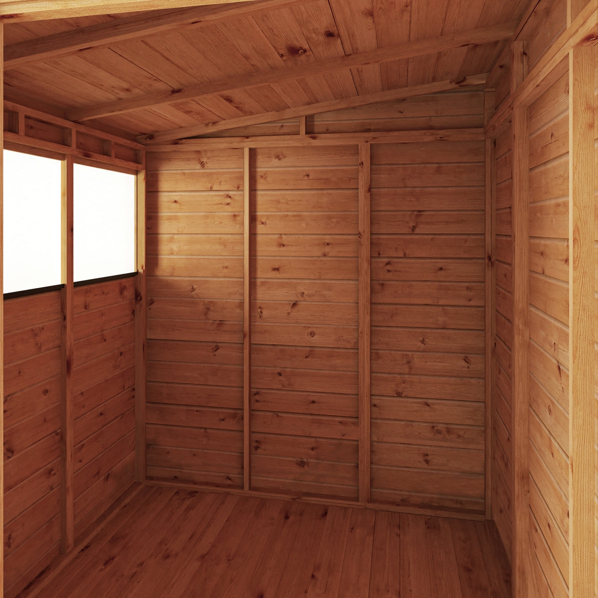 Mercia Woodsman 6' 2" x 5' 10" Pent Shed - Premium Dip Treated Shiplap - Glass Windows