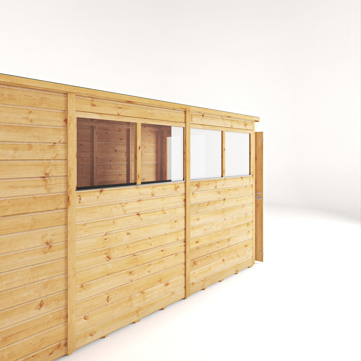 Mercia Woodsman 10' 3" x 6' 2" Pent Shed - Premium Dip Treated Shiplap - Glass Windows