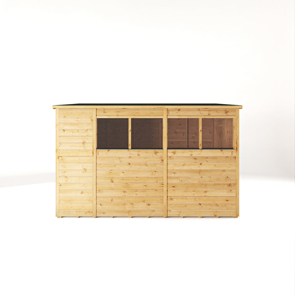 Mercia Woodsman 10' 3" x 6' 2" Pent Shed - Premium Dip Treated Shiplap - Glass Windows