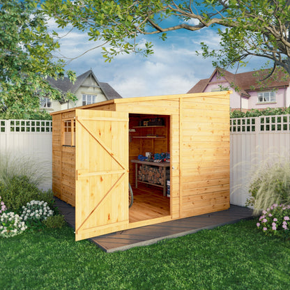 Mercia Woodsman 10' 3" x 8' 1" Pent Shed - Premium Dip Treated Shiplap - Glass Windows