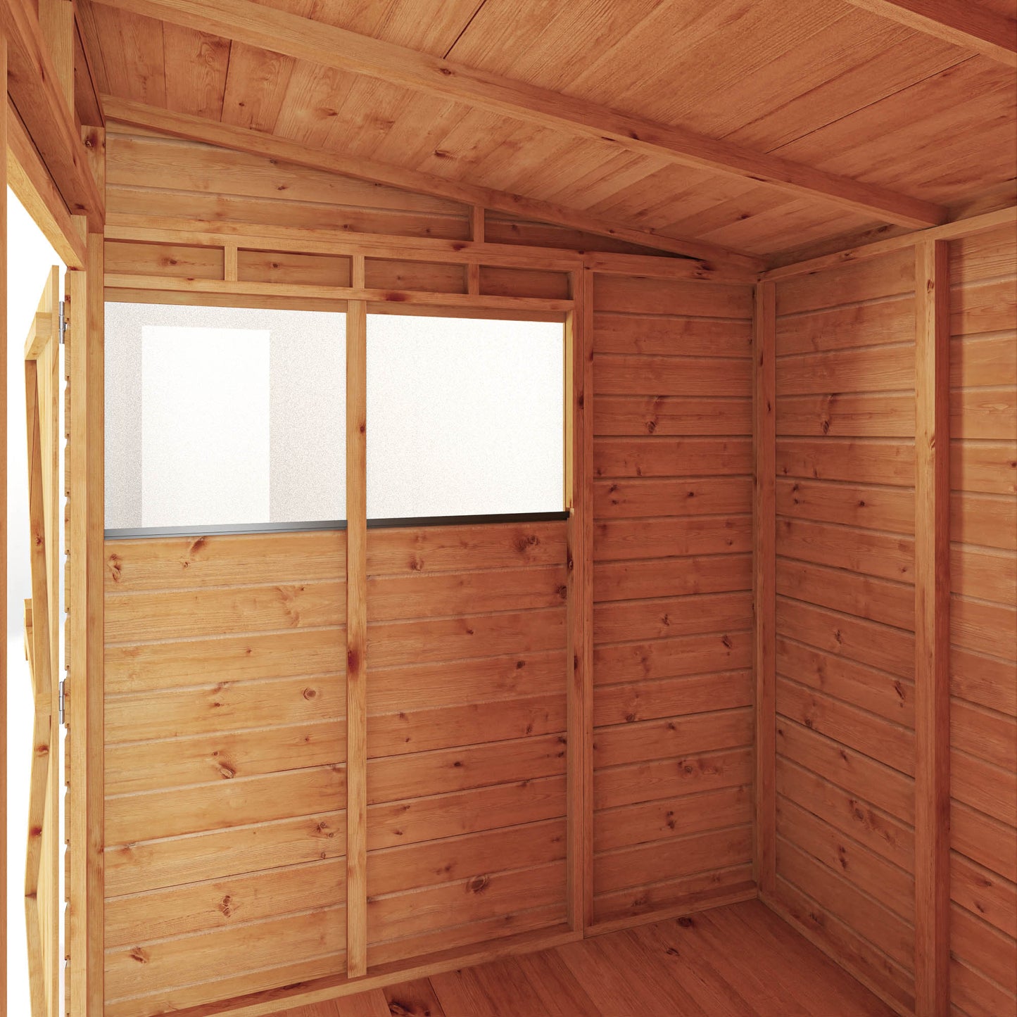 Mercia Woodsman 5' 11" x 5' 10" Pent Shed - Premium Dip Treated Shiplap - Styrene Windows