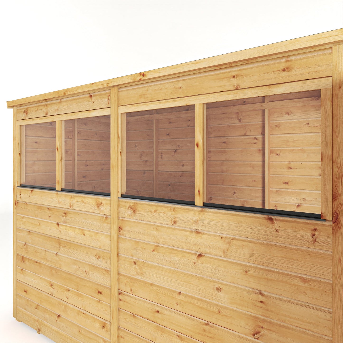 Mercia Woodsman 8' 1" x 3' 11" Pent Shed - Premium Dip Treated Shiplap - Styrene Windows