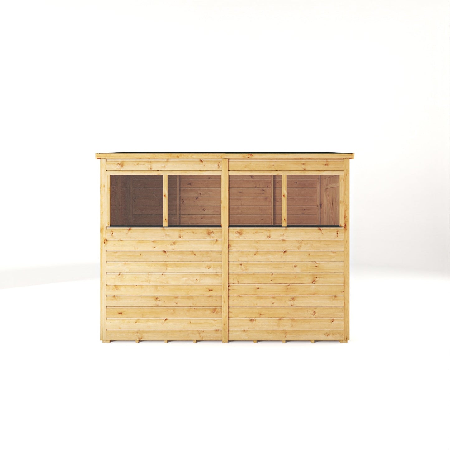 Mercia Woodsman 8' 1" x 3' 11" Pent Shed - Premium Dip Treated Shiplap - Styrene Windows