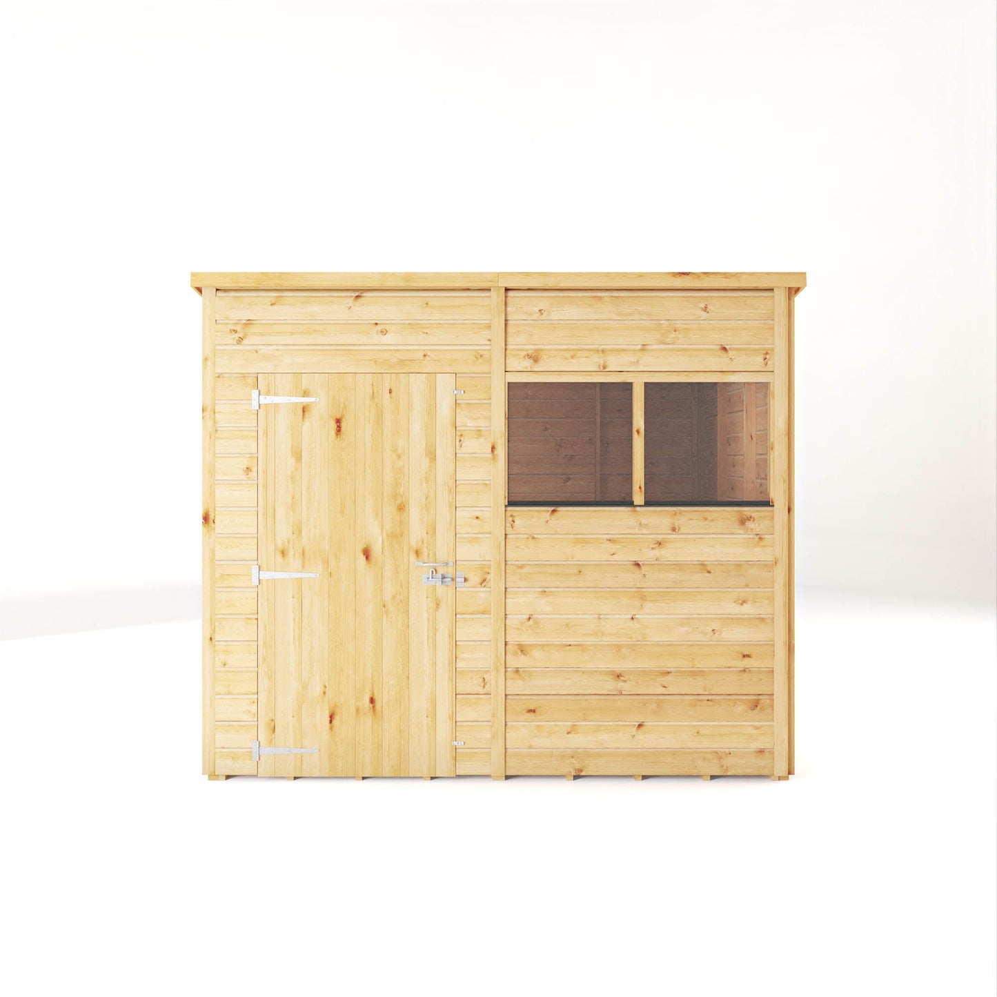 Mercia Woodsman 8' 4" x 6' 2" Pent Shed - Premium Dip Treated Shiplap - Styrene Windows