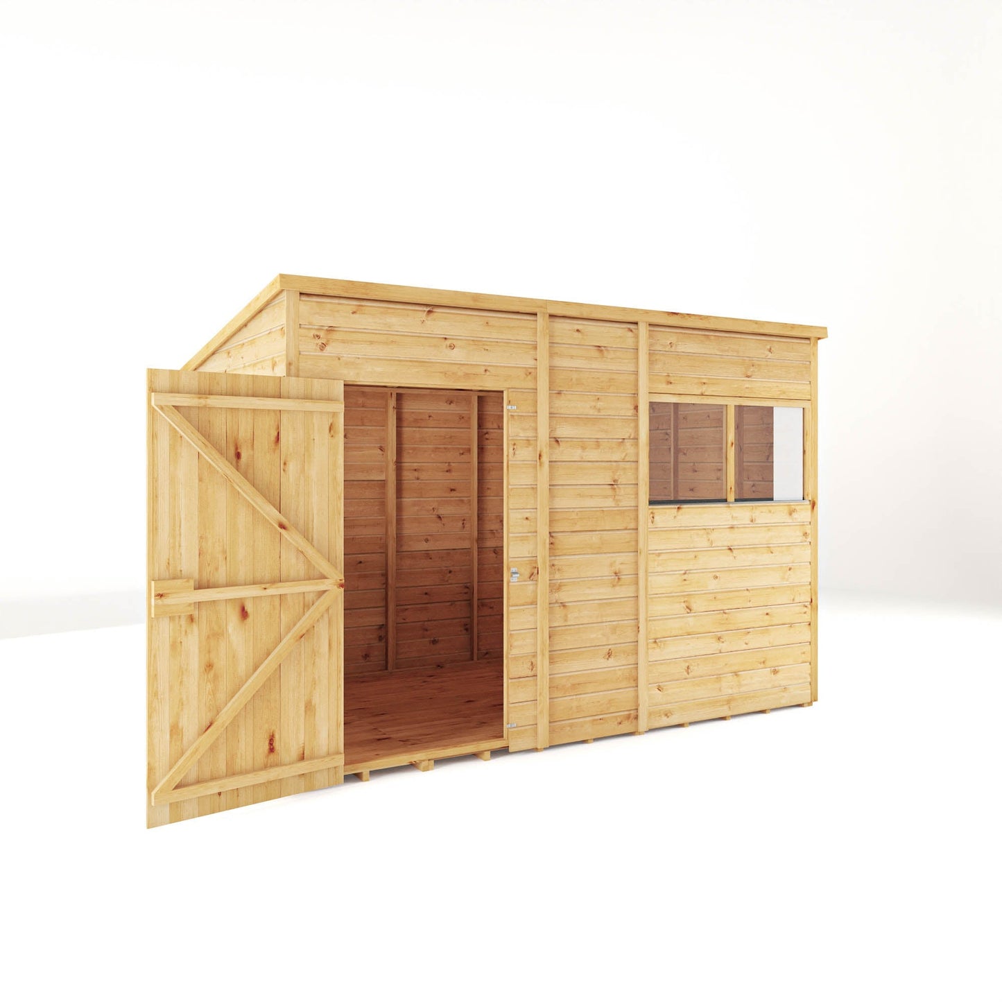 Mercia Woodsman 10' 3" x 6' 2" Pent Shed - Premium Dip Treated Shiplap - Styrene Windows