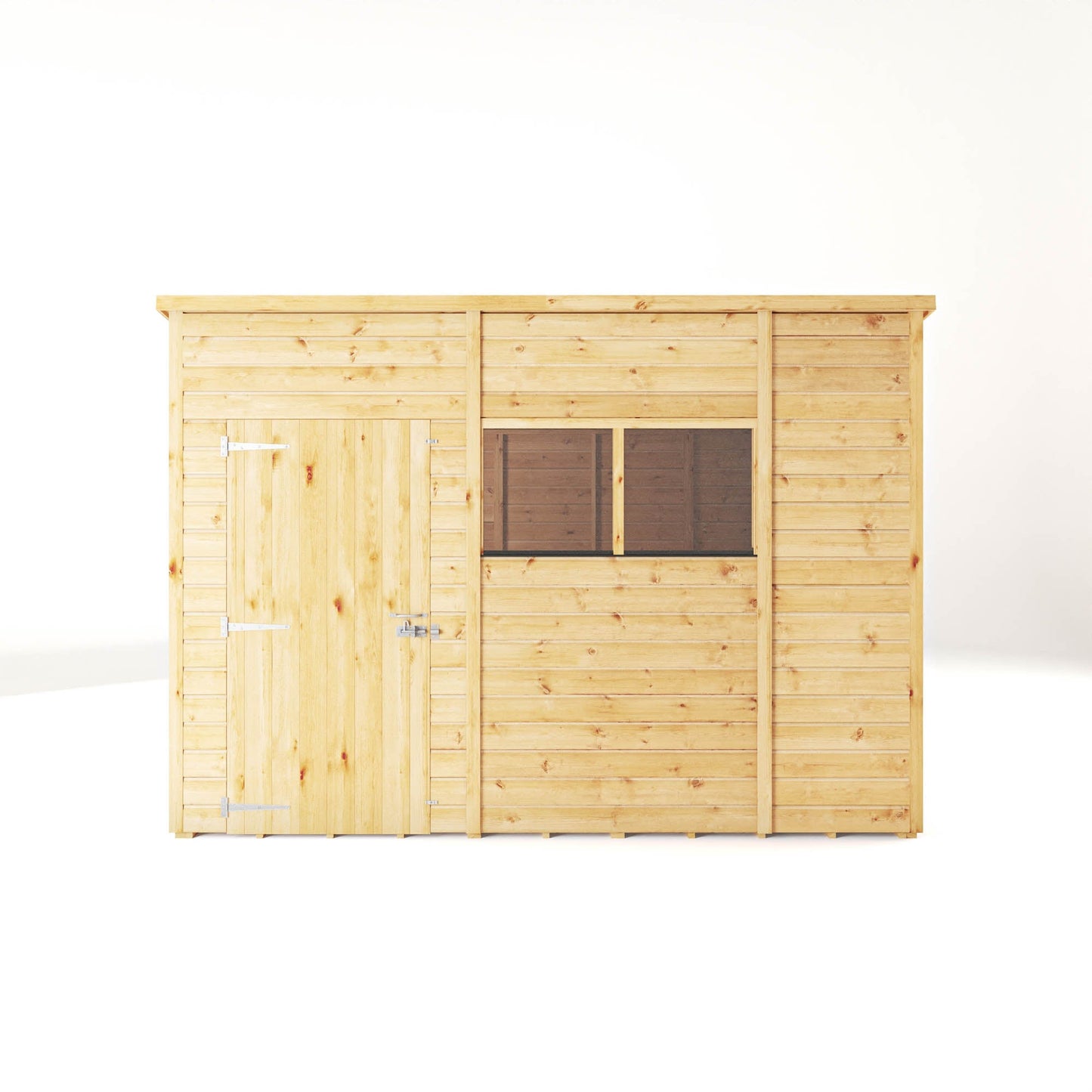 Mercia Woodsman 10' 3" x 8' Pent Shed - Premium Dip Treated Shiplap - Styrene Windows