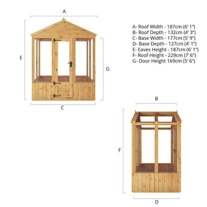 Mercia Woodsman 4' 3" x 6' 1" Apex Greenhouse - Premium Dip Treated Shiplap- Styrene Windows