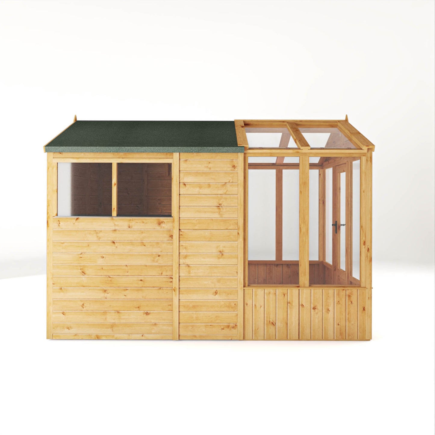 Mercia Woodsman 10' 4" x 6' 3" Apex Combi Greenhouse Shed - Premium Dip Treated Shiplap- Glass Windows