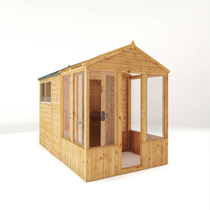 Mercia Woodsman 10' 4" x 6' 3" Apex Combi Greenhouse Shed - Premium Dip Treated Shiplap- Glass Windows