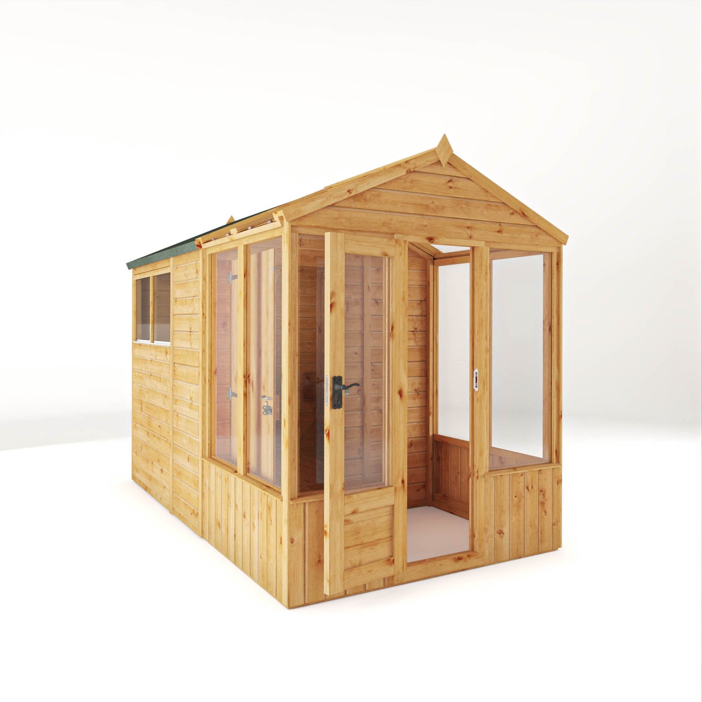 Mercia Woodsman 10' 4" x 6' 3" Apex Combi Greenhouse Shed - Premium Dip Treated Shiplap- Glass Windows