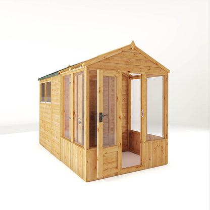 Mercia Woodsman 10' 4" x 6' 3" Apex Combi Greenhouse Shed - Premium Dip Treated Shiplap- Glass Windows