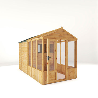 Mercia Woodsman 12' 3" x 6' 3" Apex Combi Greenhouse Shed - Premium Dip Treated Shiplap- Glass Windows