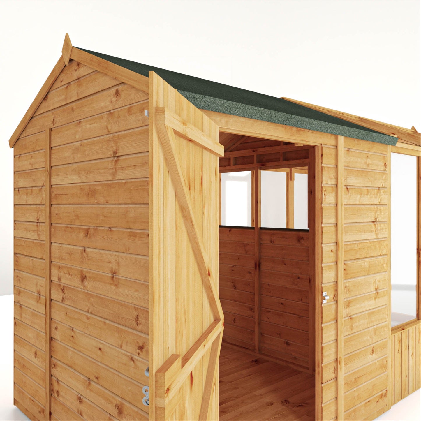Mercia Woodsman 14' 2" x 6' 3" Apex Combi Greenhouse Shed - Premium Dip Treated Shiplap- Glass Windows