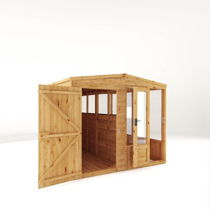 Mercia Woodsman 8' 4" x 8' Apex Combi Greenhouse Shed - Premium Dip Treated Shiplap- Glass Windows