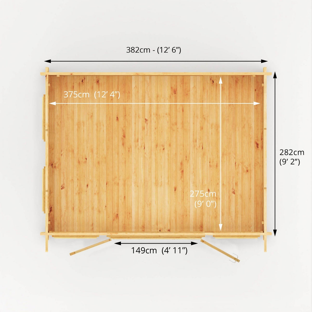 Mercia Studio 9' 3" x 12' 6" Pent Log Cabin - Premium 44mm Cladding Loglap