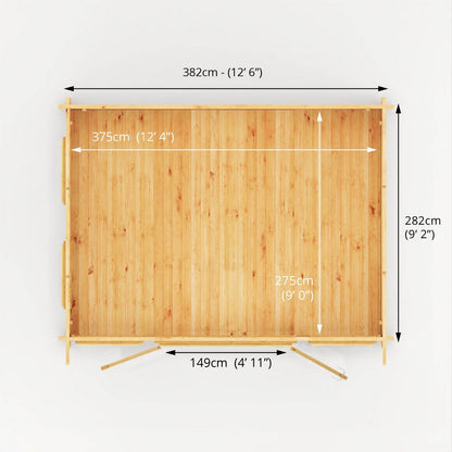 Mercia Studio 9' 3" x 12' 6" Pent Log Cabin - Premium 44mm Cladding Loglap